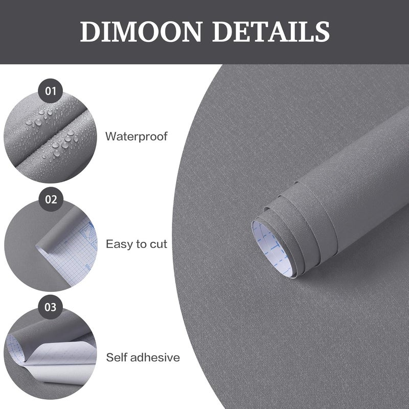 Dimoon 17.7''x177'' Peel and Stick Wallpaper Grey Contact Paper for New Environmentally Friendly Materials Thickening Upgrade Embossed Renter Friendly Gray Wall Paper Modern Vinyl Countertop Bedroom - Image 3